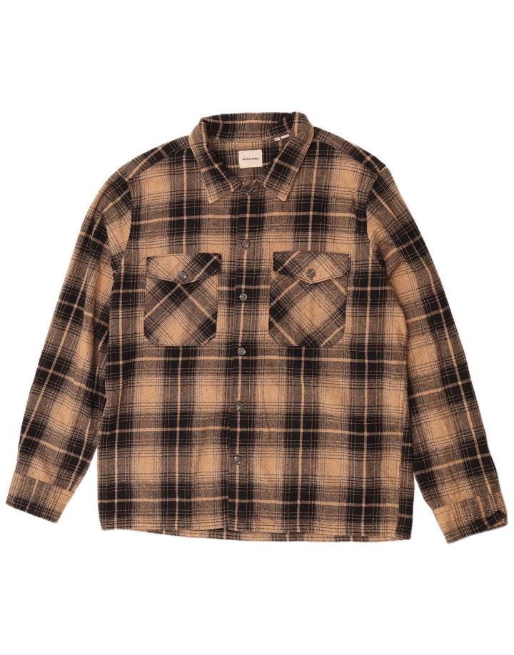 Jack & Jones herre flannelskjorte 2XL brun ternet bomuld klassisk