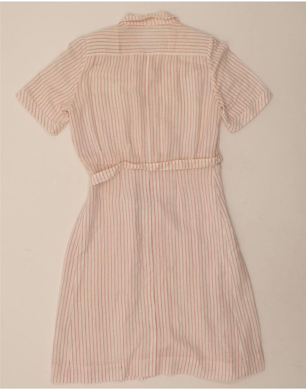 Vintage Kvinders Kortærmede Skjortekjole UK 14 Medium Rødstribet