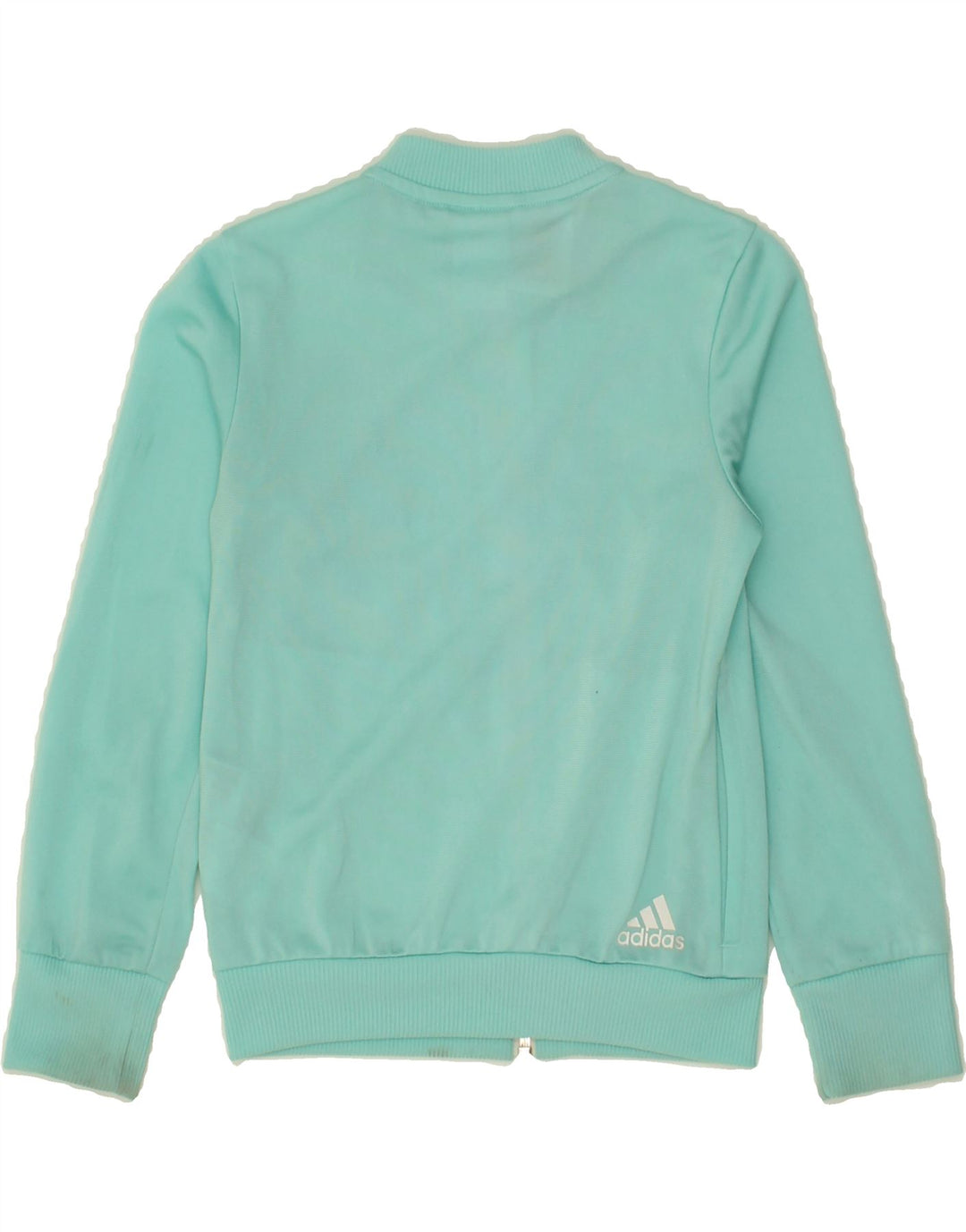 ADIDAS Girls Graphic Tracksuit Top Jacket 7-8 Years Turquoise Polyester Vintage Adidas and Second-Hand Adidas from Messina Hembry 