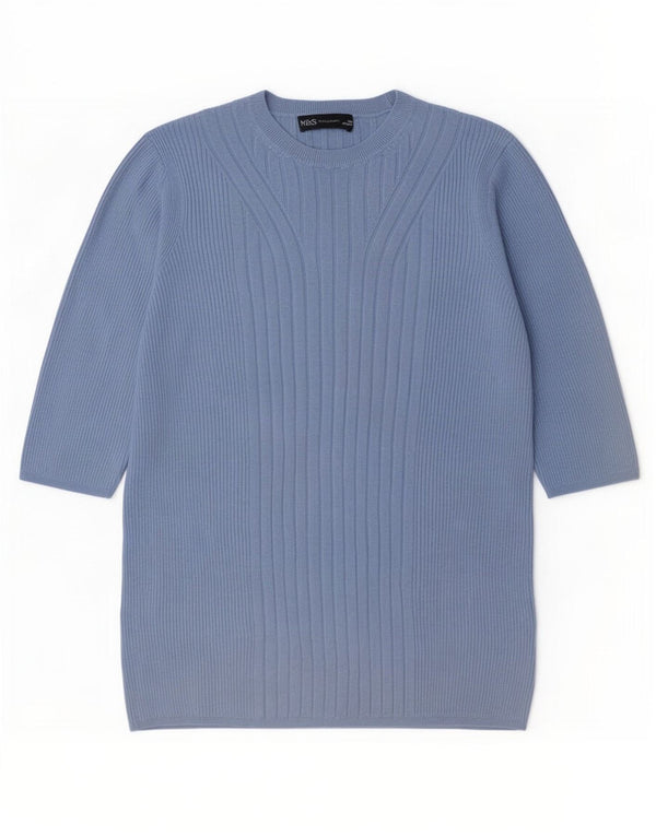Marks & Spencer Womens Crew Neck Jumper Sweater UK 16 Large Blue