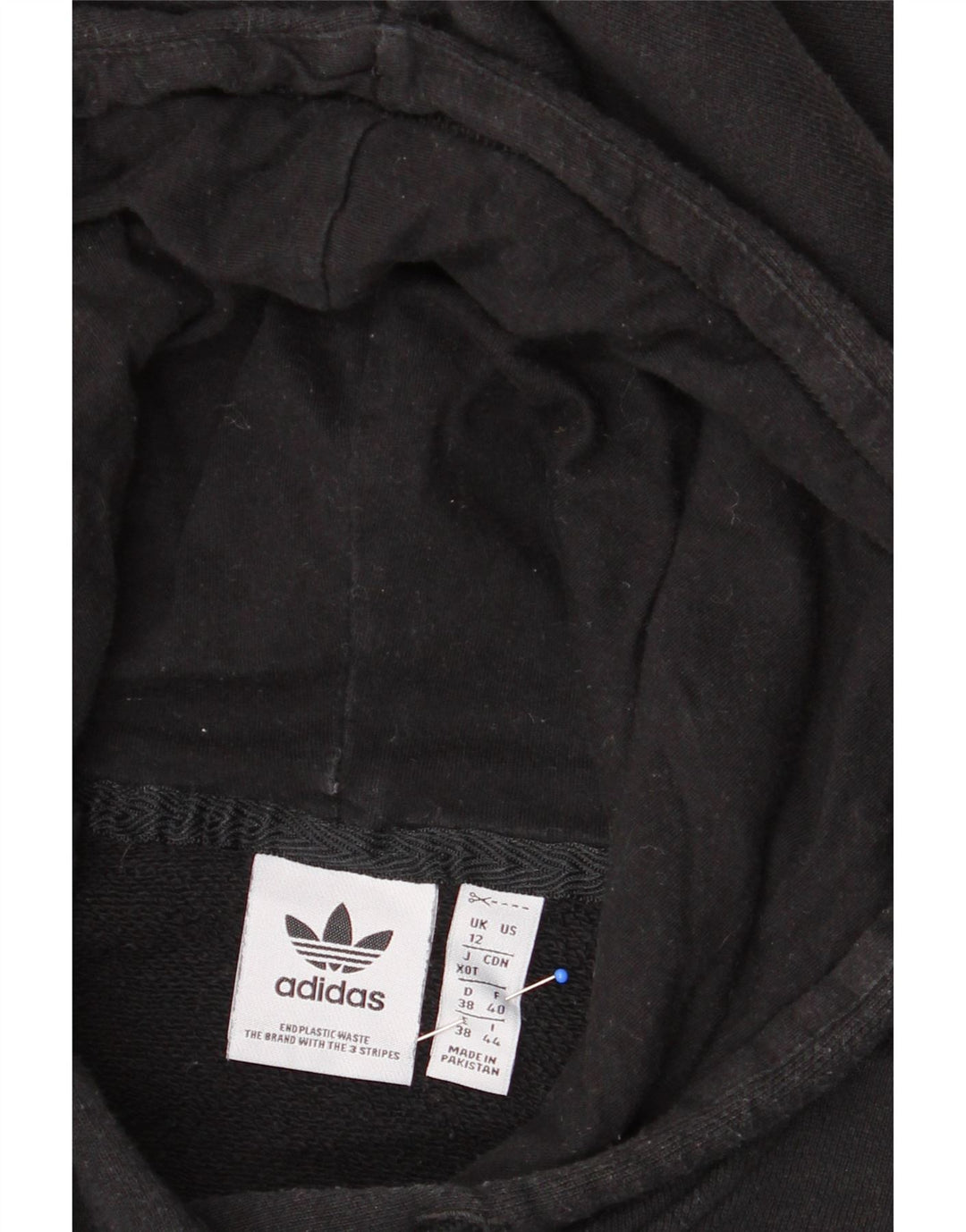ADIDAS Womens Graphic Hoodie Jumper UK 12 Medium  Black Vintage Adidas and Second-Hand Adidas from Messina Hembry 