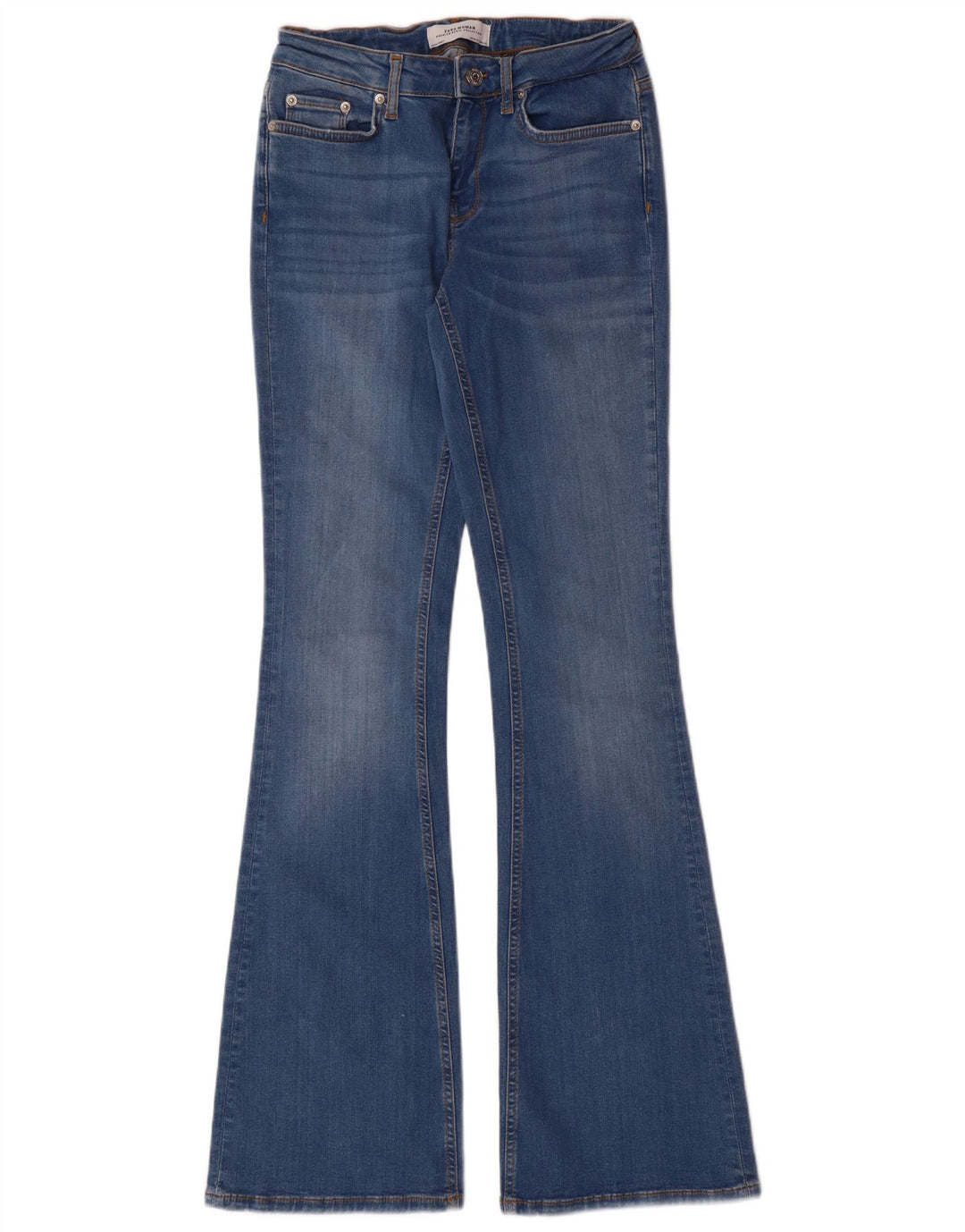 ZARA Womens Flared Jeans EU 36 XS W26 L33 Blue Cotton