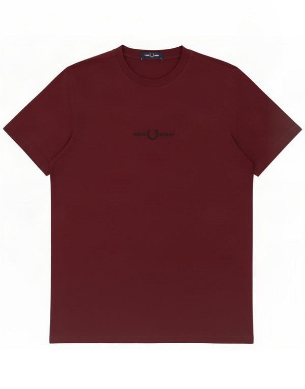 Fred Perry Herre T-Shirt Top Medium Burgundy Cotton