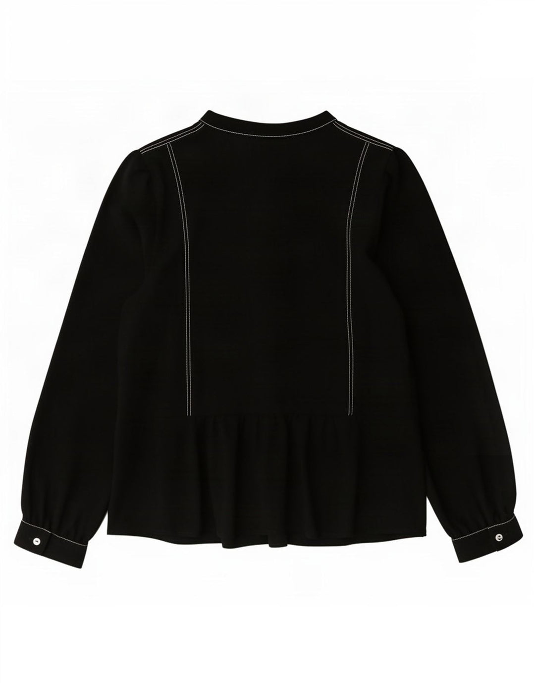 Marks & Spencer Dame Langærmet Bluse Top UK 16 Large Black Polyester