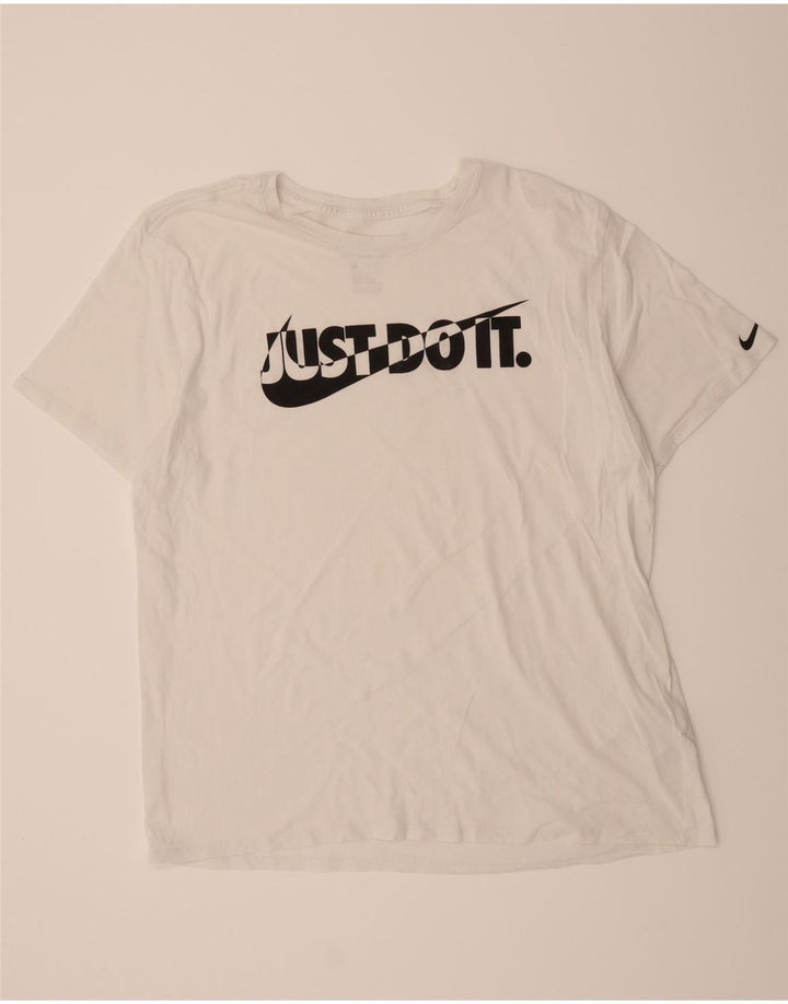 NIKE Mens Graphic T-Shirt Top XL White Cotton Vintage Nike and Second-Hand Nike from Messina Hembry 
