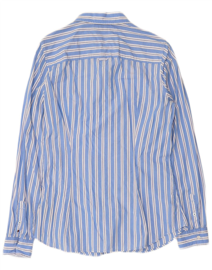 TOMMY HILFIGER Flæsefrontskjorte til kvinder US 10 Stor blåstribet bomuld