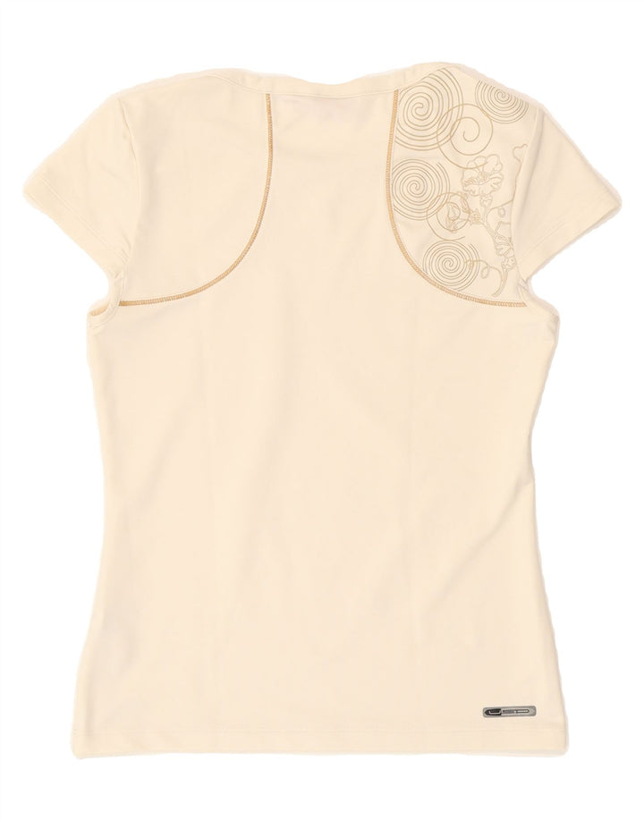 PUMA Womens Graphic T-Shirt Top UK 12 Medium  Off White Polyester Vintage Puma and Second-Hand Puma from Messina Hembry 