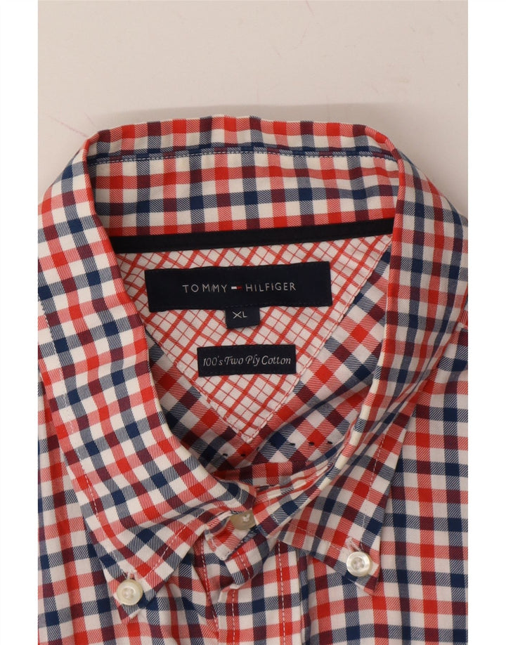 TOMMY HILFIGER Mens Shirt XL Red Check Cotton Vintage Tommy Hilfiger and Second-Hand Tommy Hilfiger from Messina Hembry 