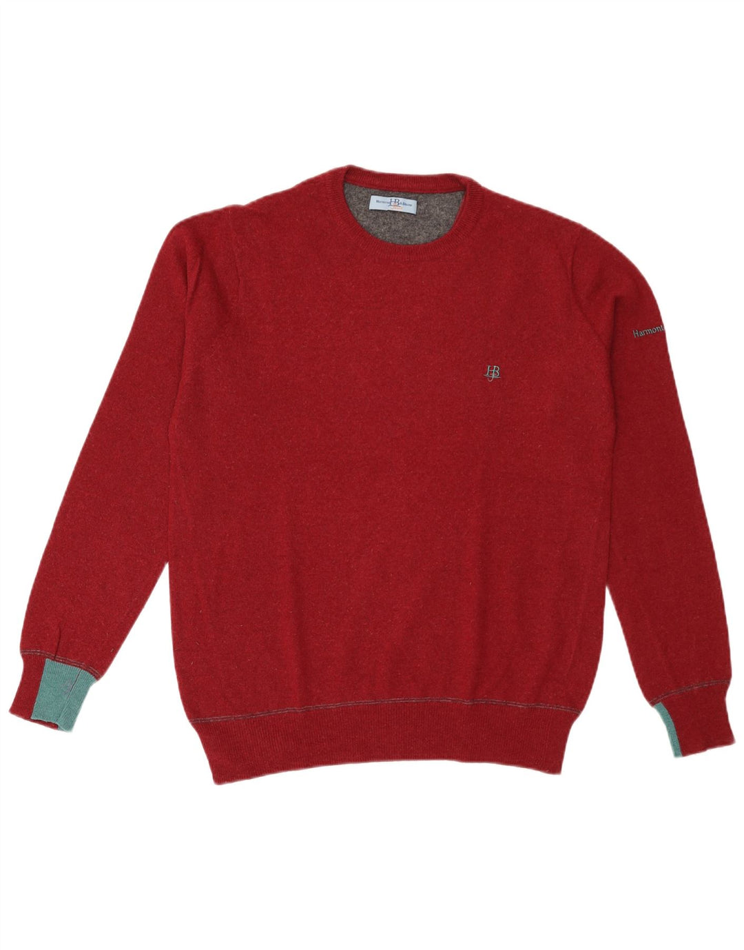 Harmont & Blaine Herre sweater med rund hals, stor rød Colourblock Uld
