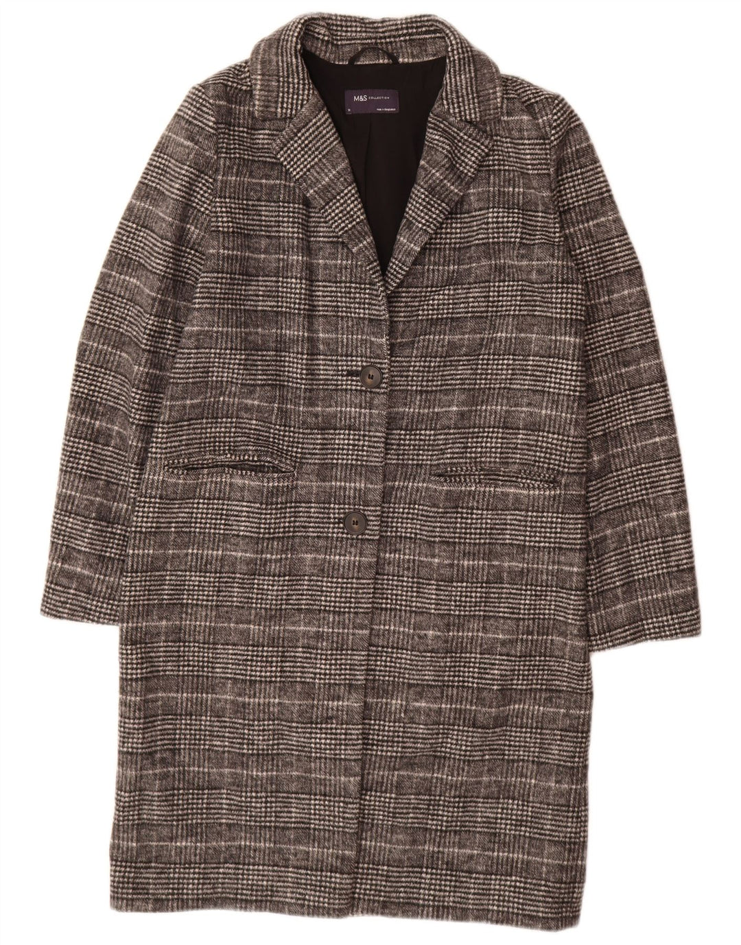 Marks & Spencer Dame Oversized Overfrakke UK 10 Small Black Check