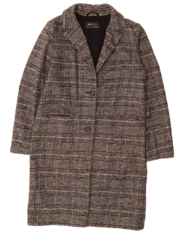 Marks & Spencer Dame Oversized Overfrakke UK 10 Small Black Check