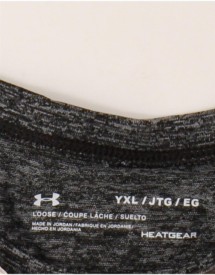UNDER ARMOUR Girls Heat Gear Grafisk T-Shirt Top 13-14 år XL Grå