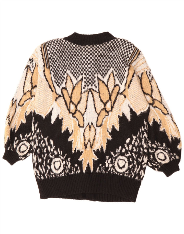 Vintage dame cardigan sweater UK 20 2XL flerfarvet blomster