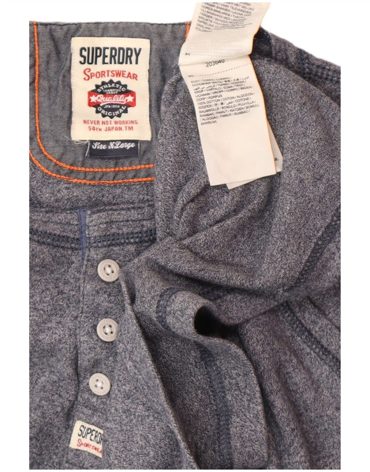 SUPERDRY Herre Top Langærmet XL Marineblå Bomuld