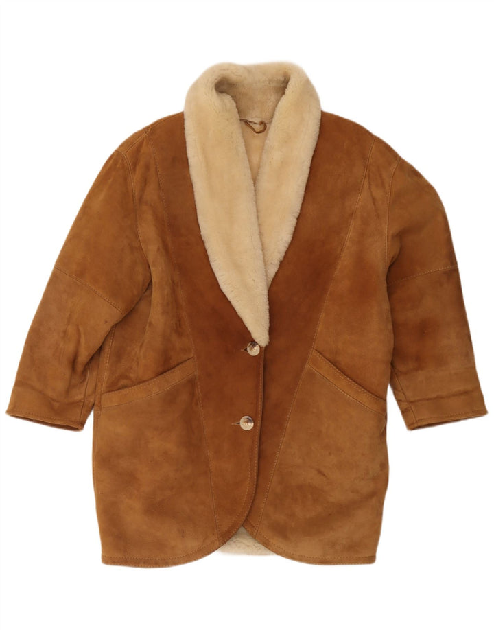 Vintage Dame Oversized Shearling Coat IT 44 Medium Brown Shearling