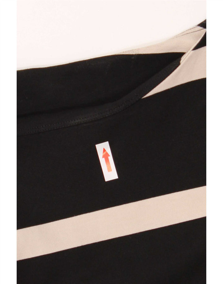 Marks & Spencer dametop 3/4 ærmer UK 12 medium sort stribet viskose