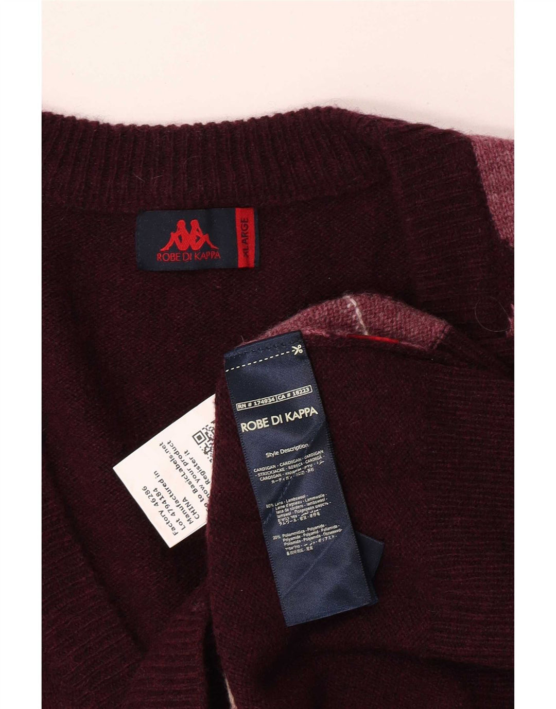 Kappa oversized cardigan sweater til kvinder UK 18 XL rødbrun Argyle/Diamond