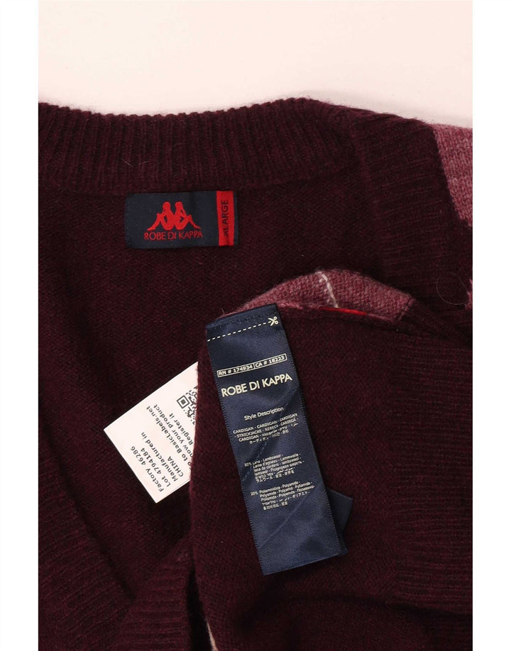 Kappa oversized cardigan sweater til kvinder UK 18 XL rødbrun Argyle/Diamond