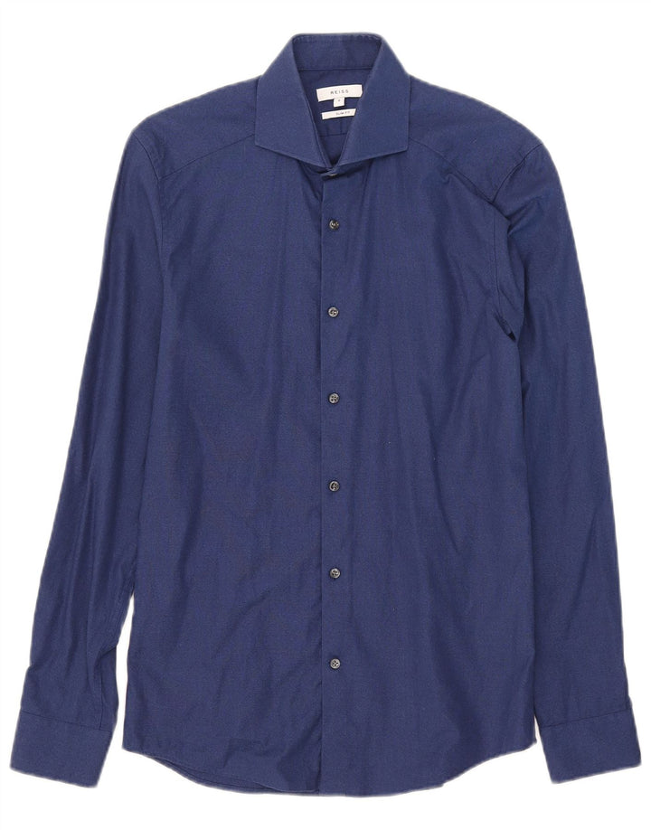 Reiss Slim Fit skjorte til mænd, lille marineblå bomuld