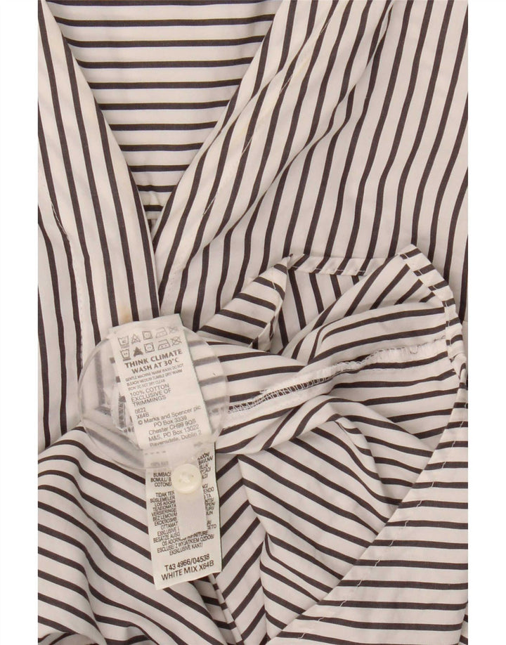 Marks & Spencer Dame Pullover Shirt UK 16 Stor hvid stribet bomuld