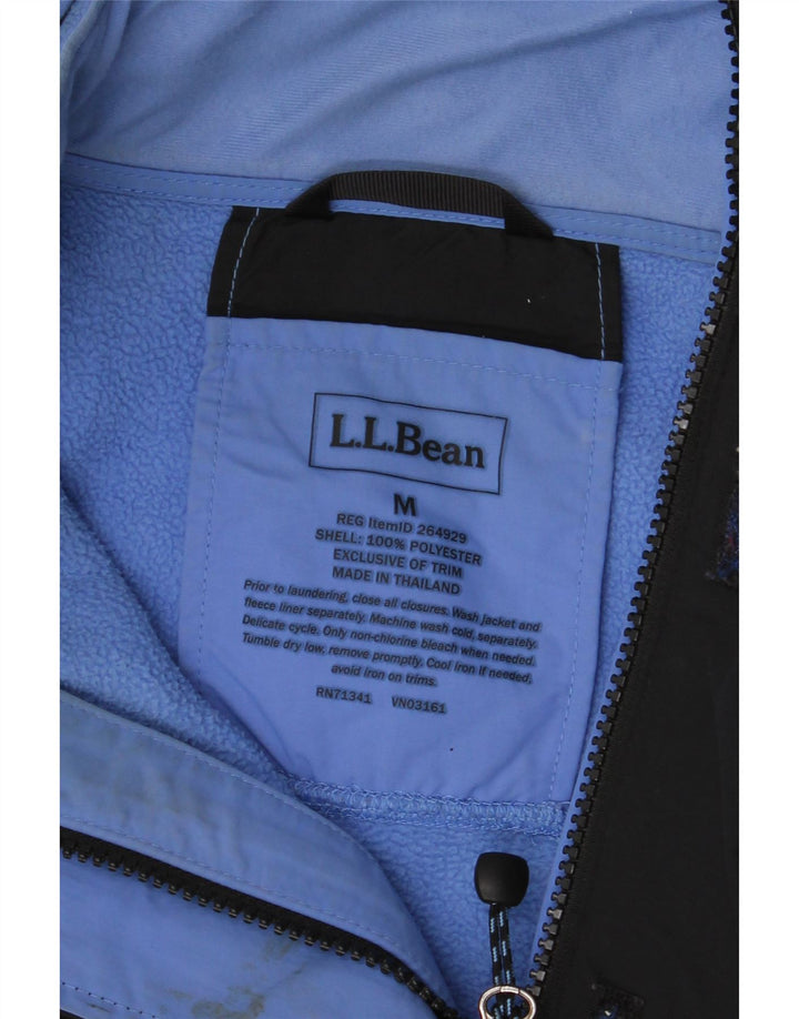 L.L.Bean Dame Hætte Oversized Windbreaker Jacket UK 14 Medium Sort