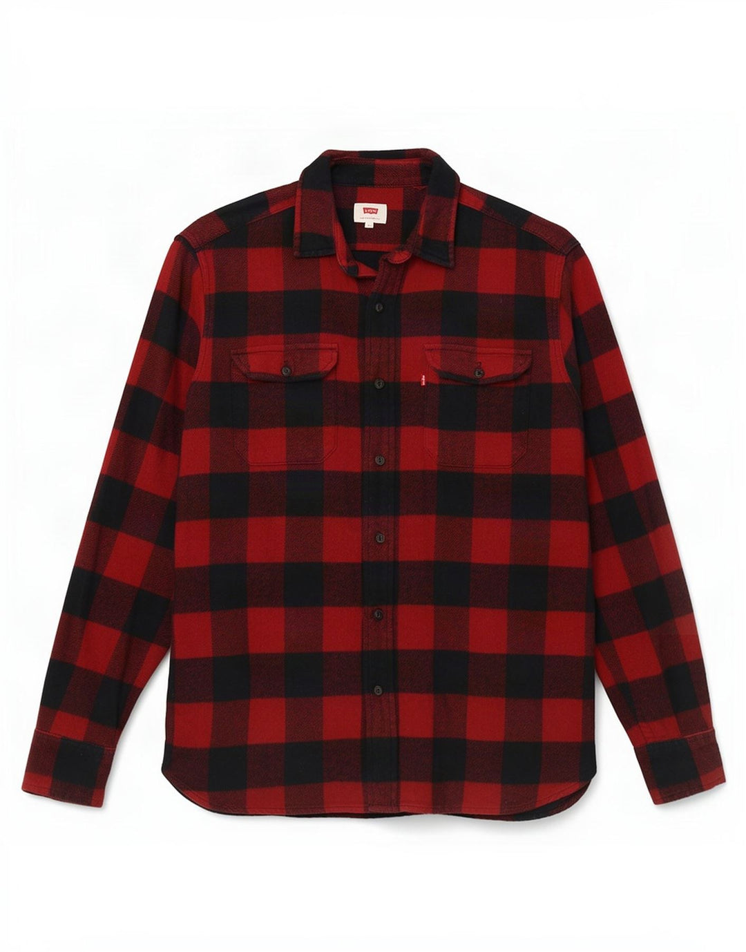 Levi's herre flannel skjorte medium rød Gingham bomuld