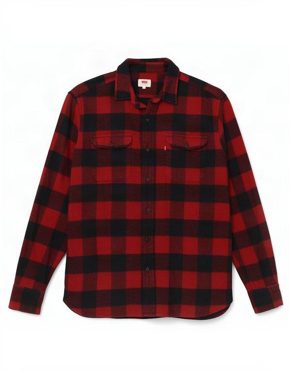 Levi's herre flannel skjorte medium rød Gingham bomuld