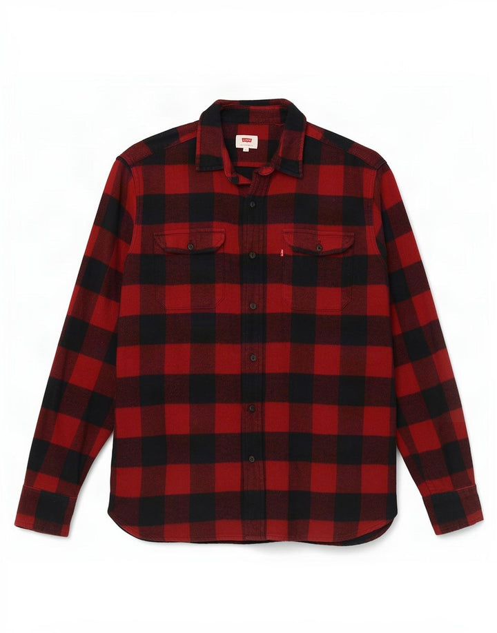 Levi's herre flannel skjorte medium rød Gingham bomuld