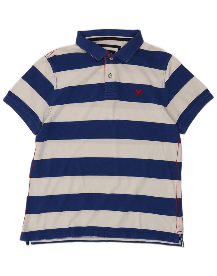 CREW CLOTHING Herre poloshirt Stor blå stribet bomuld