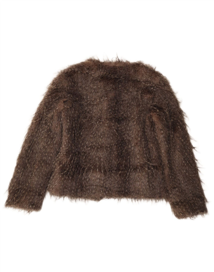 Topshop Dame imiteret Pelsjakke UK 8 Small Brown Modacryl