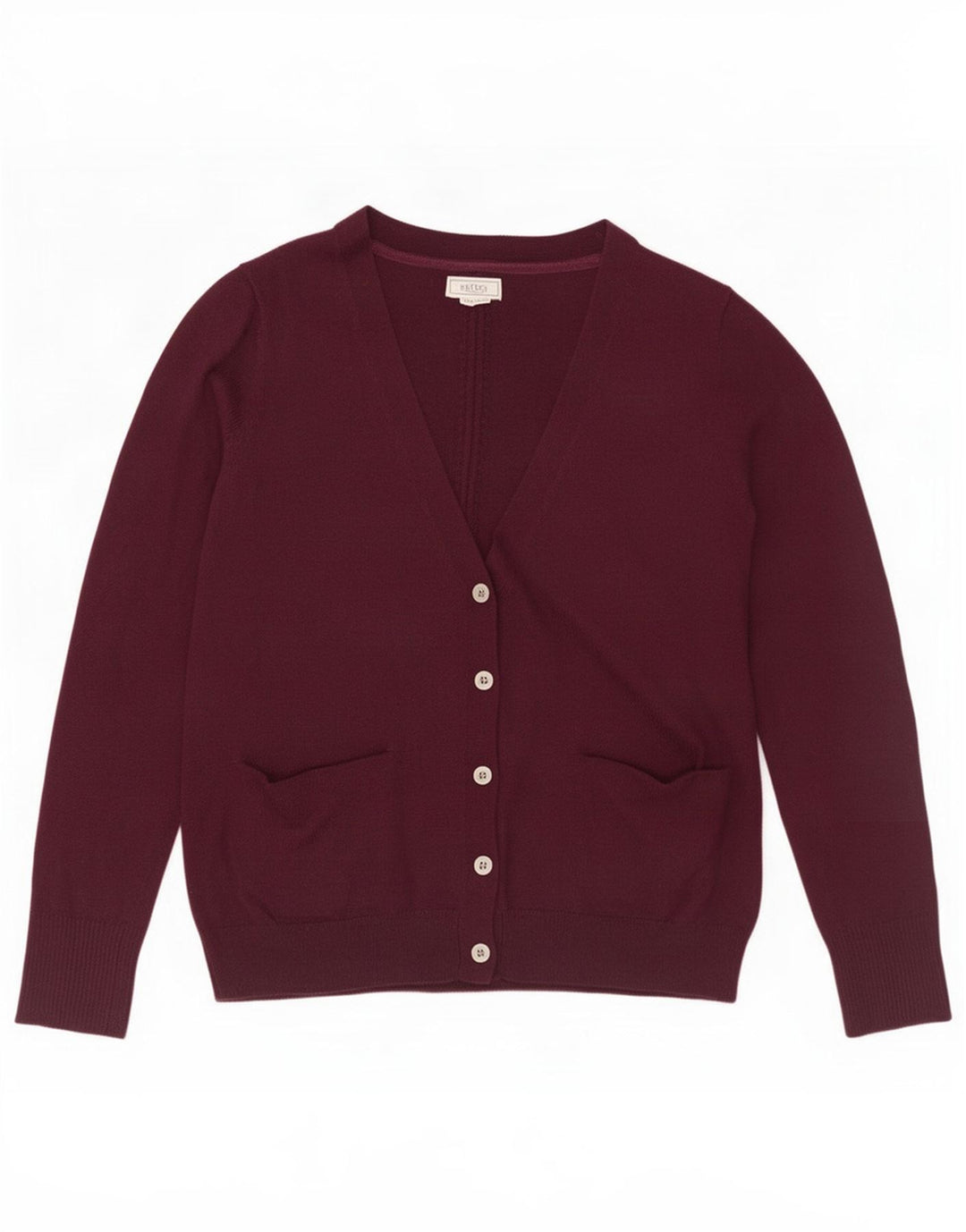 Fat Face Dame Cardigan Sweater UK 12 Medium Burgundy Polyester