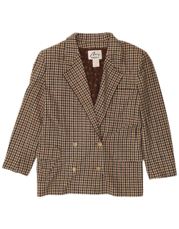 Vintage Dame Dobbeltradet Blazer Jacket US 10 Large Brown Houndstooth