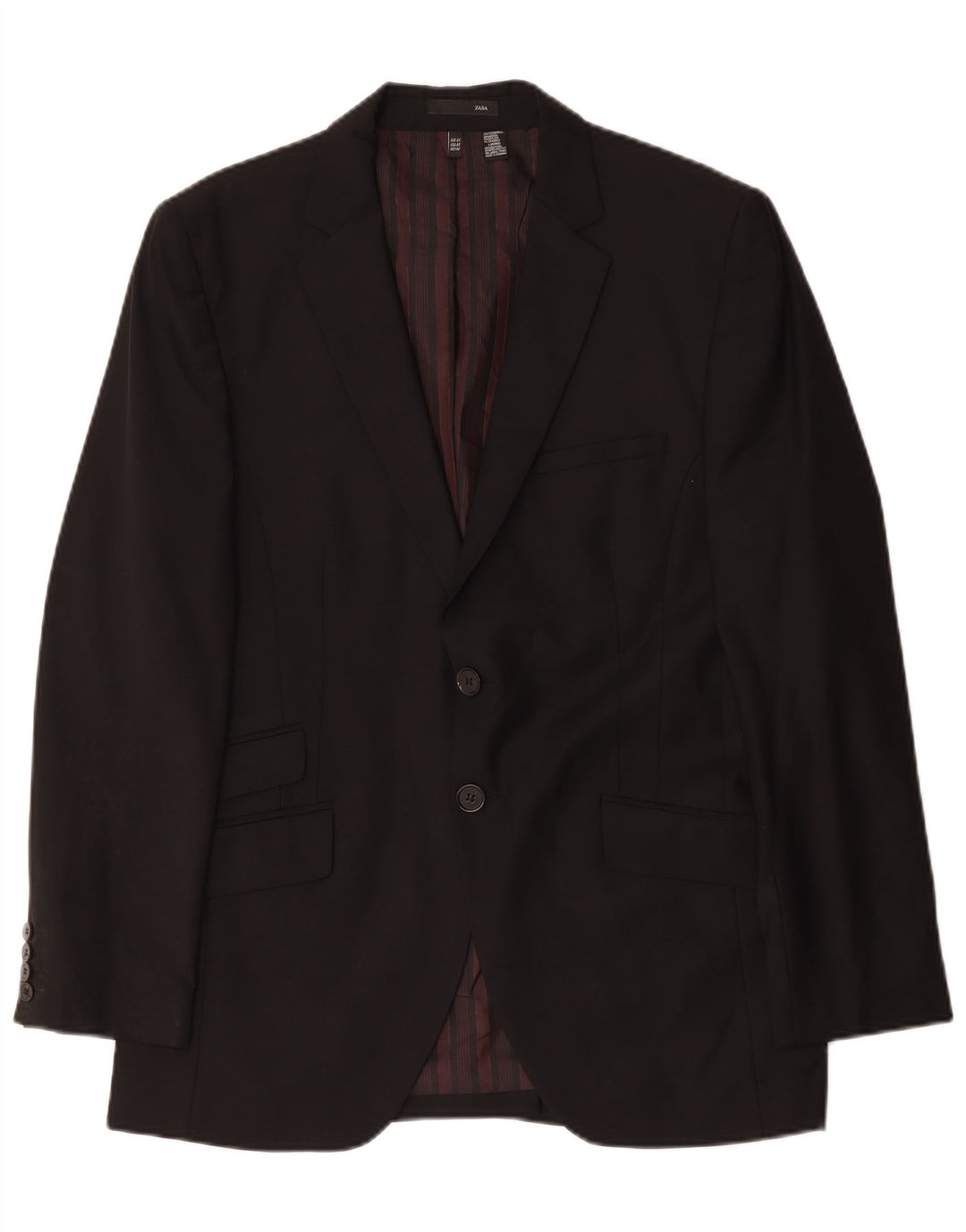 Zara Herre 2-knaps blazerjakke EU 50 Medium Sort Uld