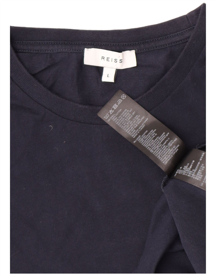 Reiss Herre T-Shirt Top Stor Marineblå Bomuld
