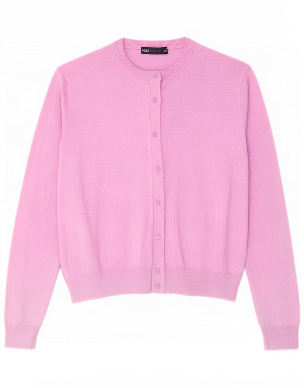 Marks & Spencer Womens Crop Cardigan Sweater UK 18 XL Pink Viscose