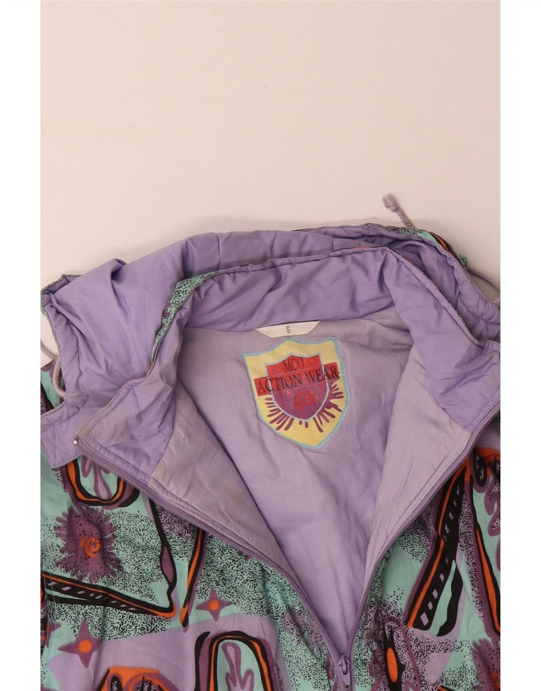 VINTAGE Herre abstrakt mønster Windbreaker Jacket UK 36 Small Multicolored