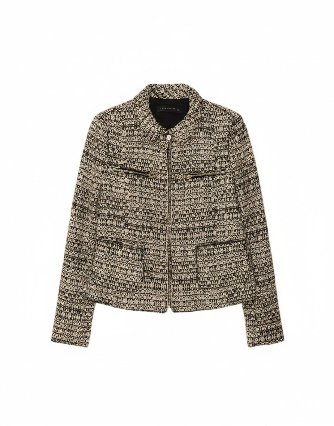 Zara Dame Blazer Jakke UK 10 Små Grå Flecked