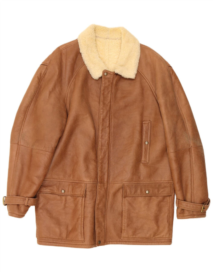 Vintage Herre Shearling Jacket IT 52 XL Beige Shearling