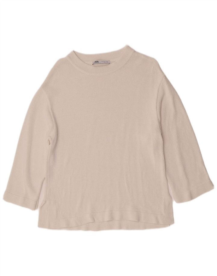 Zara Dame Boat Neck Jumper Sweater UK 14 Medium White