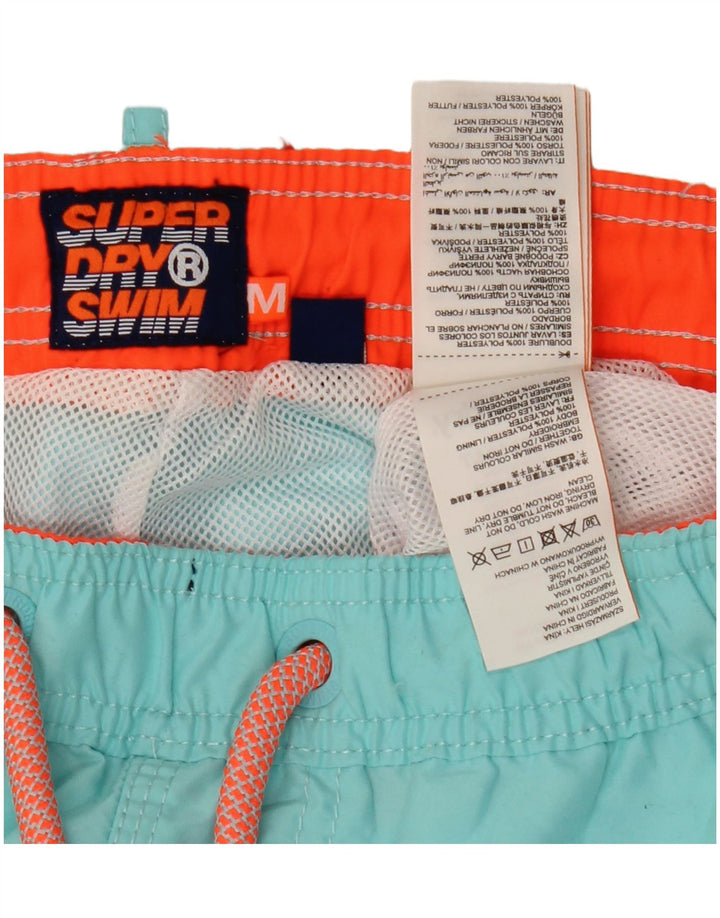 Superdry grafiske badeshorts til mænd mellemblå polyester