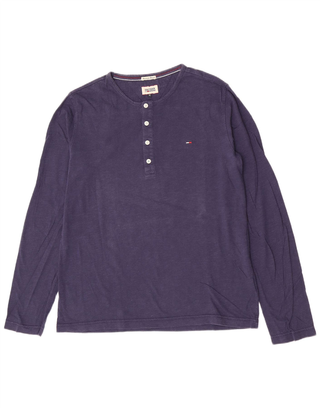 Tommy Hilfiger Herre Henley Top Langærmet Medium Navy Blue Bomuld