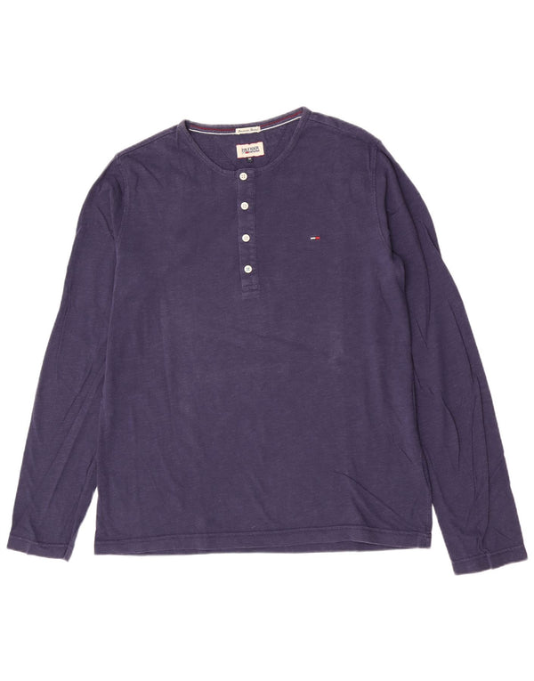 Tommy Hilfiger Herre Henley Top Langærmet Medium Navy Blue Bomuld