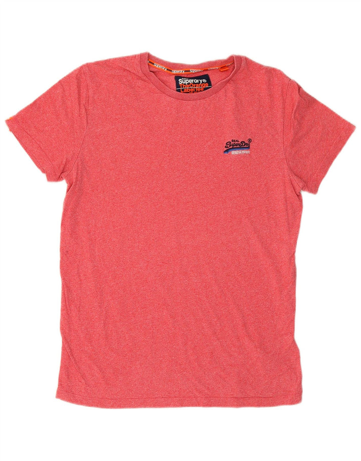 Superdry T-shirt top til mænd, lille rød flækket bomuld