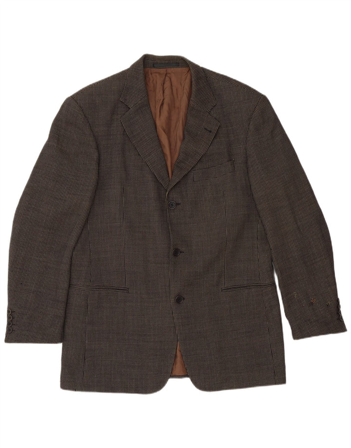 Hugo Boss Herre 3-knaps blazerjakke EU 50 Stor brun plettet uld
