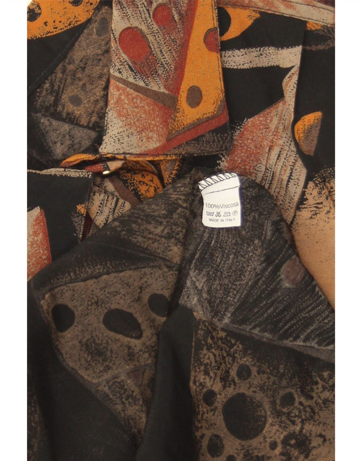 Vintage kvinders abstrakt mønster skjorte bluse UK 20 2XL Flerfarvet