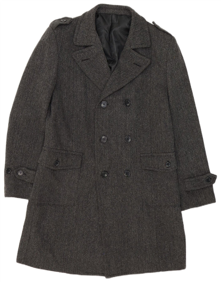Deblasio Herre Double Breasted Coat UK 42 XL Grå sildebensuld