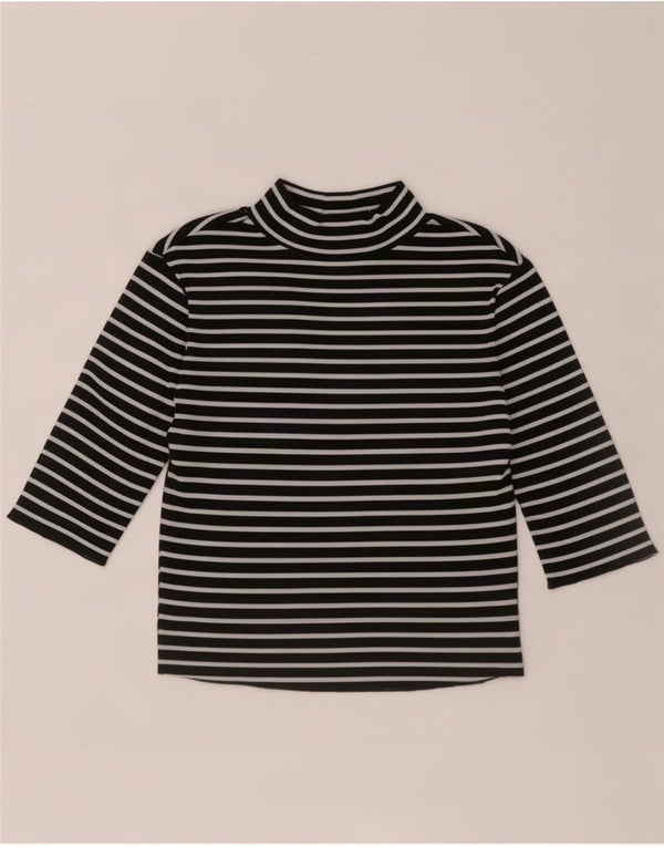 Zara Womens Crop Top 3/4 ærmet UK 12 Medium Sort Stribet