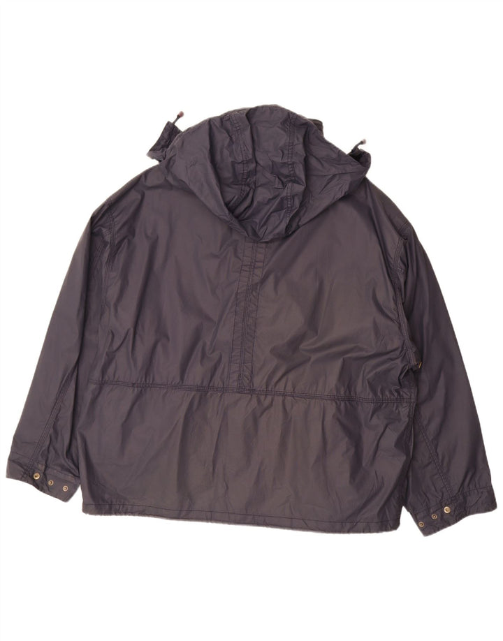 VINTAGE Regnjakke med hætte til mænd UK 42 XL Marineblå
