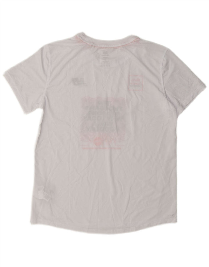 New Balance Dame Oversized grafisk T-shirt Top UK 10 Small White