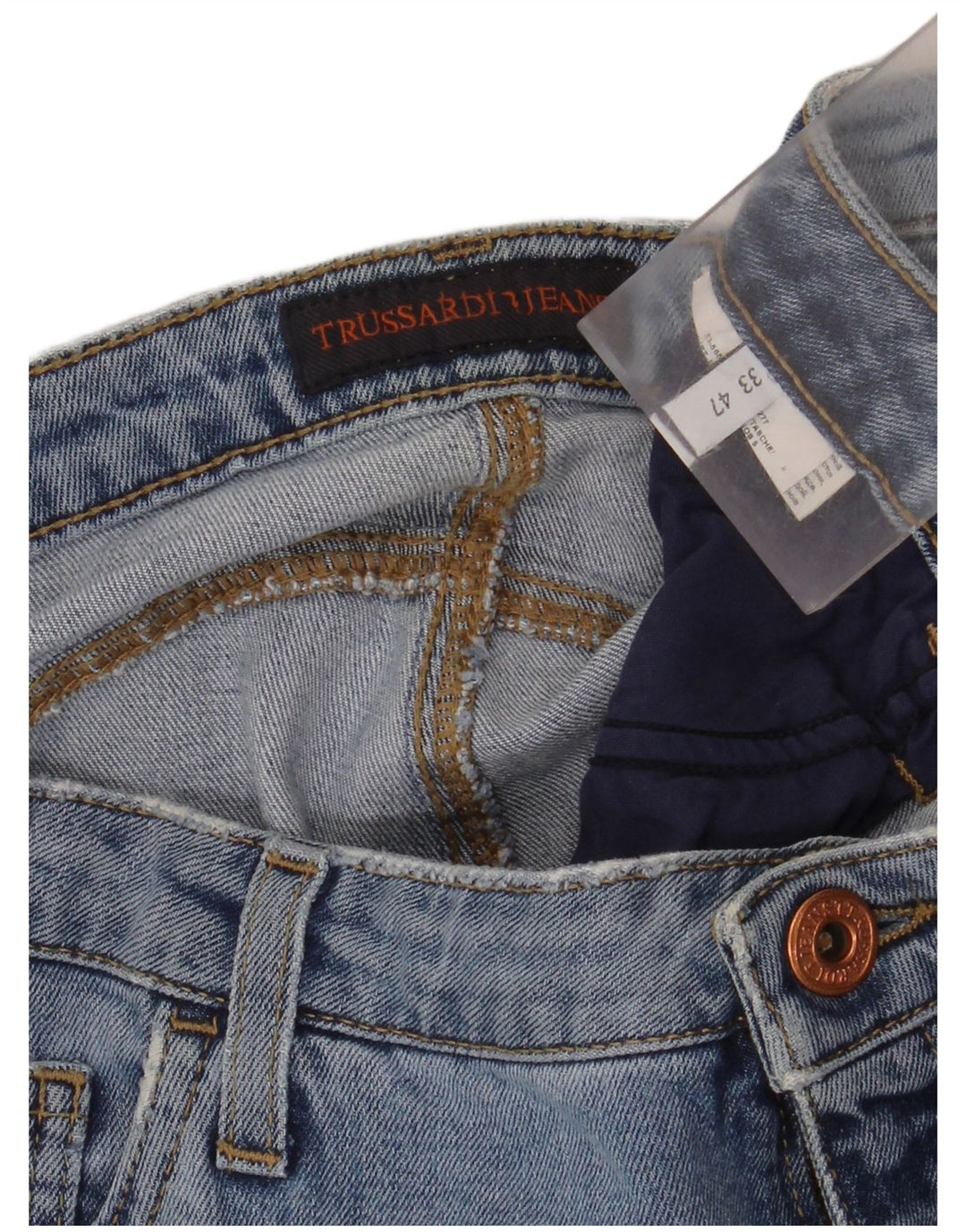 TRUSSARDI Dame Skinny Jeans IT 47 Large W33 L32 Blå